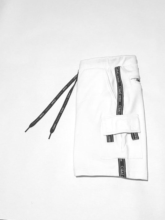 White French Terry Cargo Shorts with logo tape