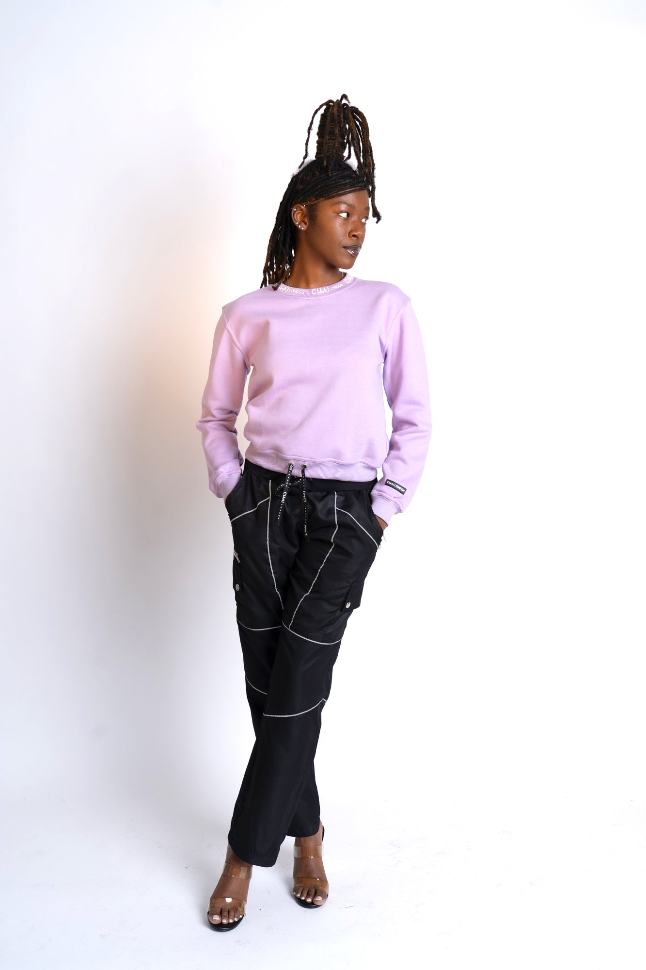 Cropped Crew Neck Sweater - Lilac