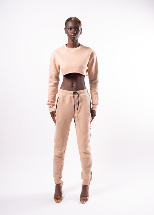 Cropped Crew Neck Sweater - Sand