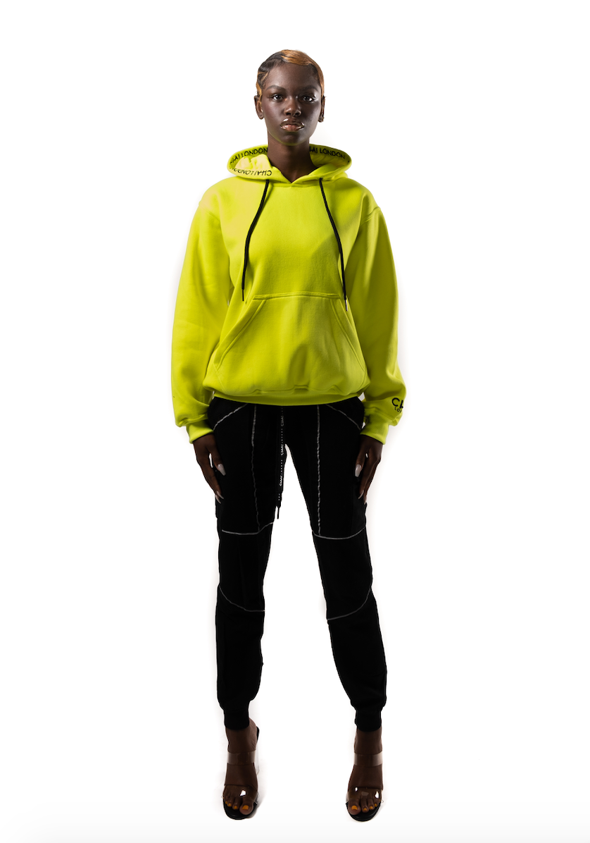 Embroidered Hoodie - Lime Green