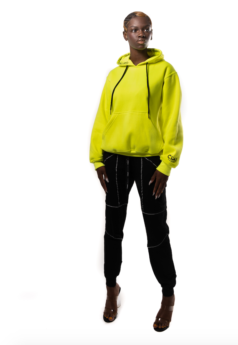 Embroidered Hoodie - Lime Green